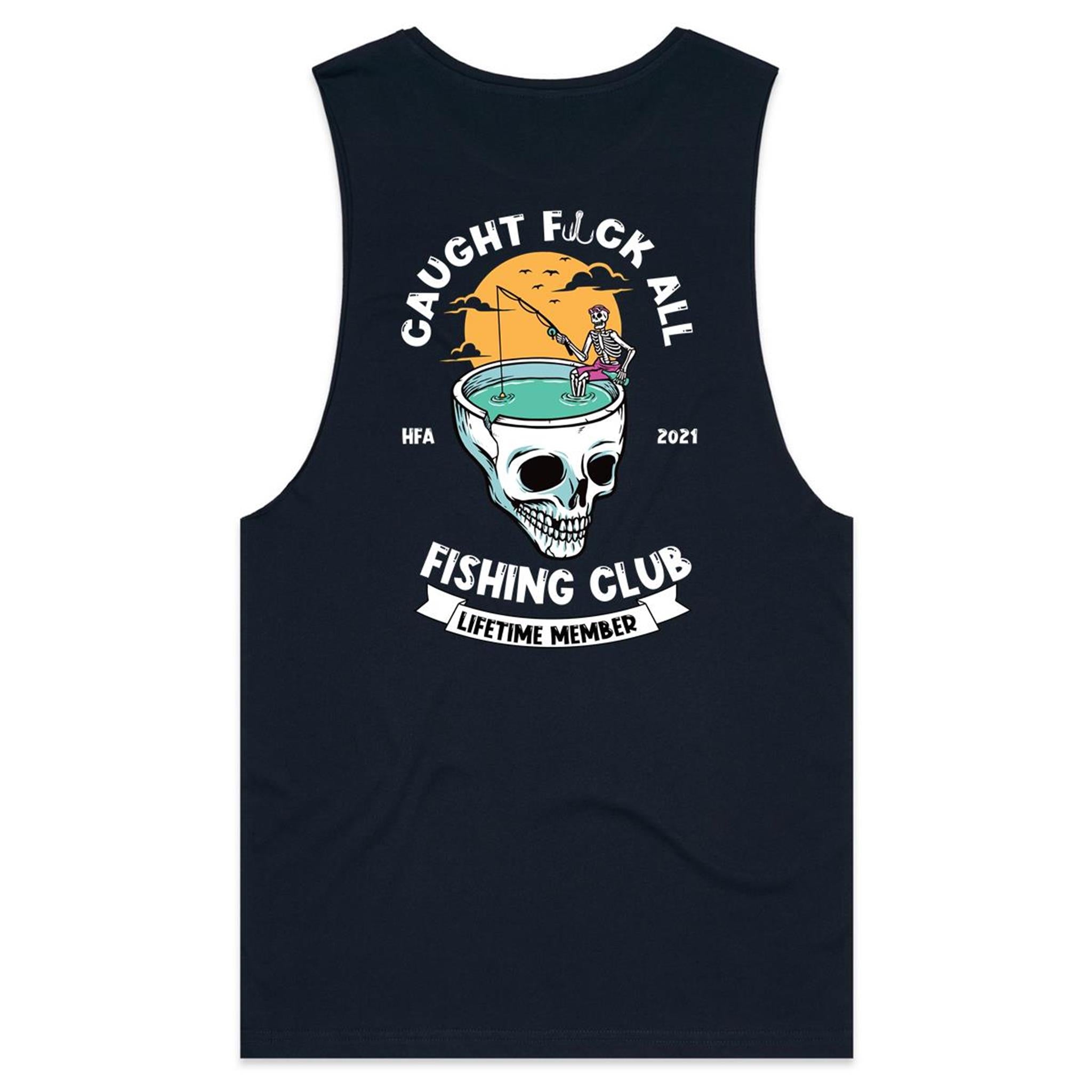 Caught Eff All - Lifetime Member Club Fishing Singlet (Back Print) - Men's