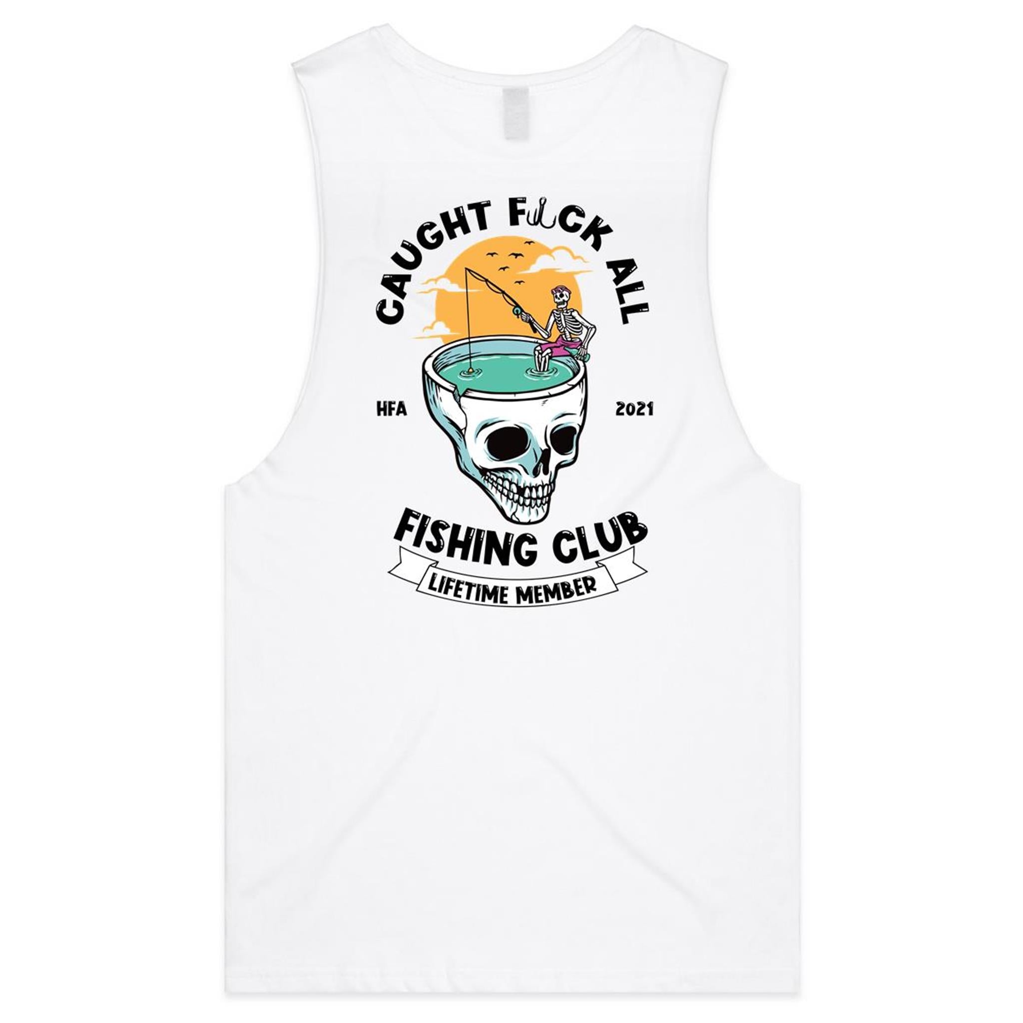 Caught Eff All - Lifetime Member Club Fishing Singlet (Back Print) - Men's