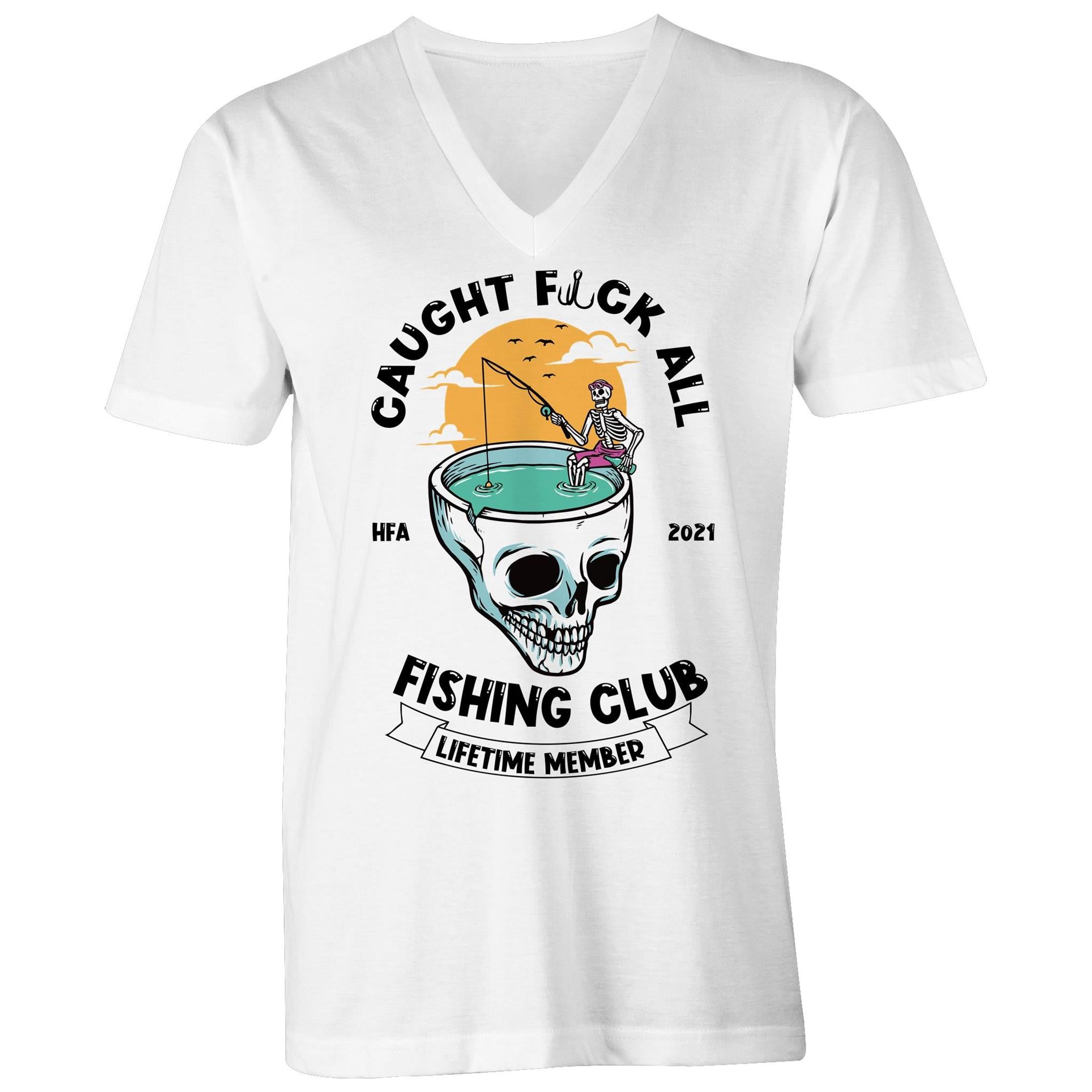 Caught Eff All - Lifetime Member Club Fishing Shirt (Front Print - V Neck) - Men's