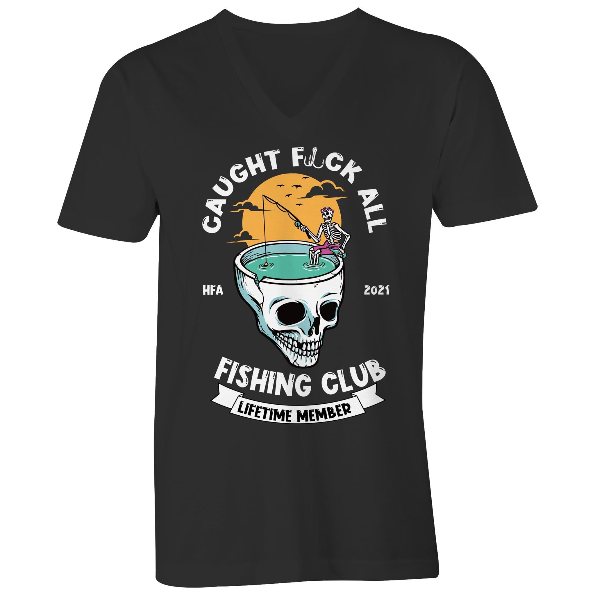 Caught Eff All - Lifetime Member Club Fishing Shirt (Front Print - V Neck) - Men's