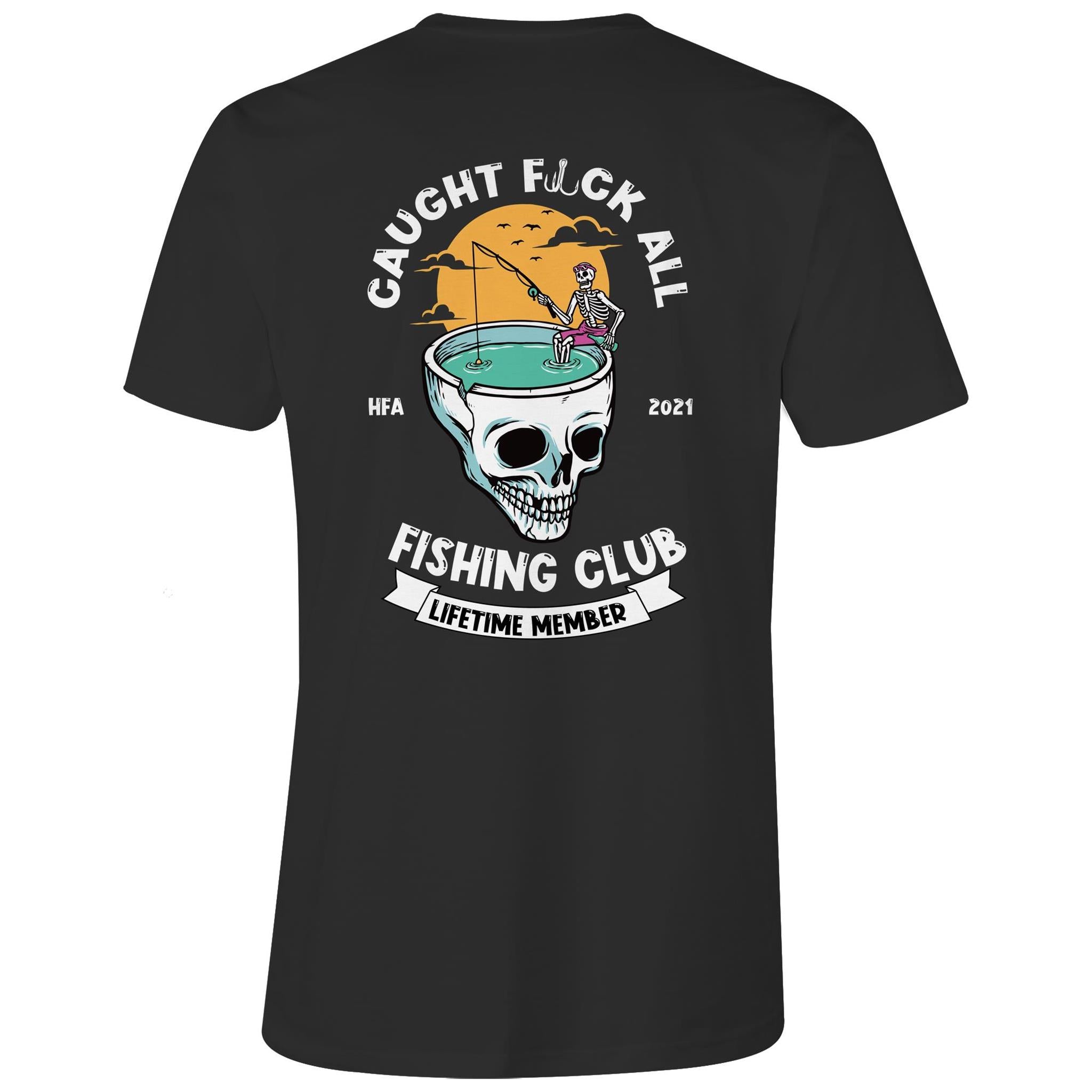 Caught Eff All - Lifetime Member Club Fishing Shirt (Back Print - V Neck) - Men's
